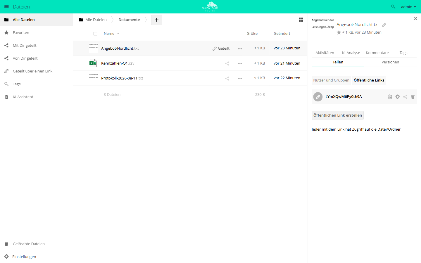 Freigabe-Dialog in der Dateien-App